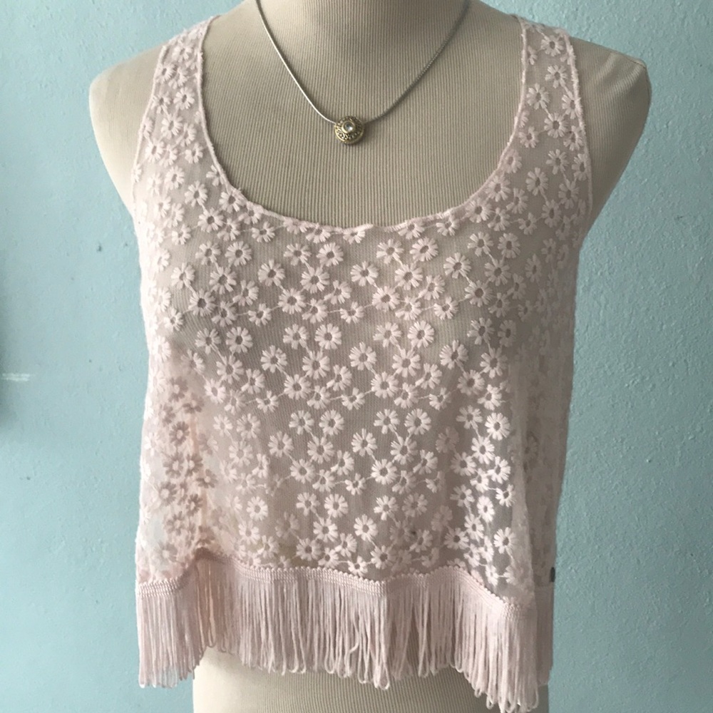 🌸Soft Pink sheer crop top/Abercrombie & Fitch/M